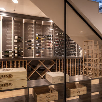 Custom Staircase Glass Wine Cellar & Display Cabinet in Newport Beach