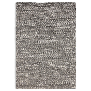 Hand Woven Ivory Bubble Textured Wool Rug by Tufty Home, Beige / Brown, 2.3x9