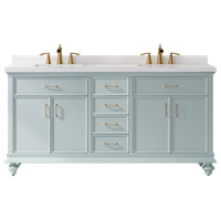 Charlotte 72" Double Bathroom Vanity in Finnish Green with Carrara White Stone Top