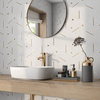 Mosaic Tile Marble With Metal, Thasssos Triangle White Gold