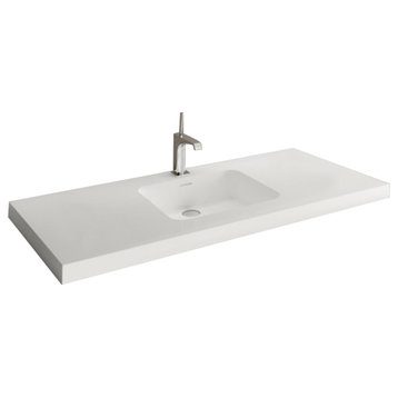 Deco Collection Lav Sink 48" With WETMAR BiO, Glossy White, Single Sink