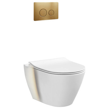 In-Wall Toilet Set, 2"x4" Carrier and Tank, Satin nickel Round Metal Actuators