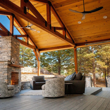 Deck with roof and fire place