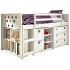 Junior Loft Bed, Bookshelves, Dresser & Storage Drawers In One
