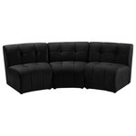 Meridian Furniture - Limitless Velvet Upholstered 3-Piece Modular Sectional, Black - Invest in your home's comfort with this Limitless sofa. This modular unit offers tons of flexibility in the number of ways that you can put each piece in the Limitless collection together to get the ideal customized look. Upholstered in black velvet, this beautiful piece is soft and cool to the touch, so you can feel comfortable from every angle. Button and channel tufting add to this unit's upscale look and contemporary charm.