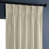 Blackout Vintage Textured Faux Dupioni Pleated Curtain Single Panel, Off White, 25"x108"
