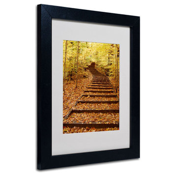 'Fall Stairway' Matted Framed Canvas Art by Kurt Shaffer