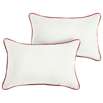 Sunbrella Canvas Natural/Canvas Jockey Red Outdoor Pillow Set, 12x18