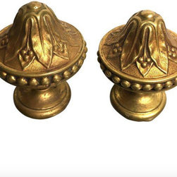 Late 19th Century Brass Knobs - A Pair - Cabinet And Drawer Knobs