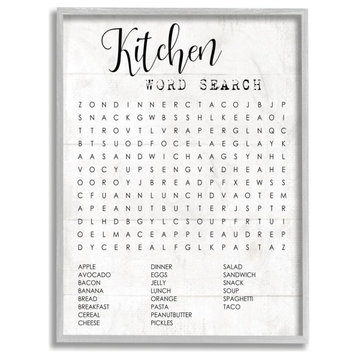 Stupell Industries Kitchen Word Search Family Word Design, 16"x20", Gray Framed