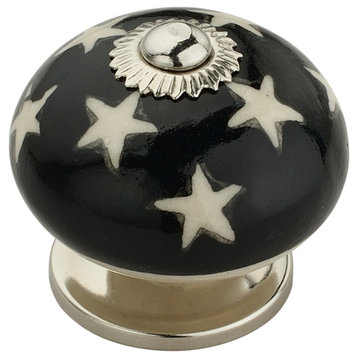 Ceramic Round 1-7/9 in. Black and Gold Drawer Cabinet Knob (10-Pcs)