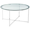 36" Coffee Table With X-Base, Glass/Chrome