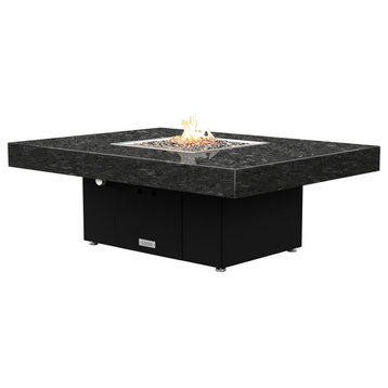 Rectangular Fire Pit Table, 48x36, Propane, Black Pearl Top, Black