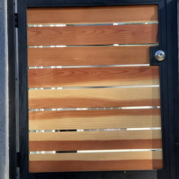 Santa Monica Wooden Fence Installation with 2 Redwood Pedestrian Gates