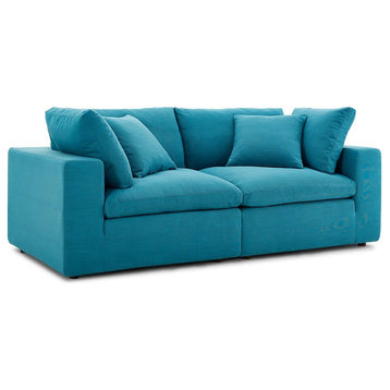 Commix Down Filled Overstuffed 2 Piece Sectional Sofa Set, Teal