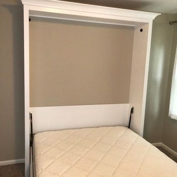 Custom Built Vertical Queen Murphy Wall Bed with Built-In, Drop Down Desk Combo