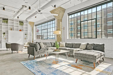Transitional living room photo in Atlanta