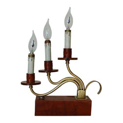 Pair of Hollywood Regency Three Candle Bakelite and Brass Table Lamps - Lamp Sets