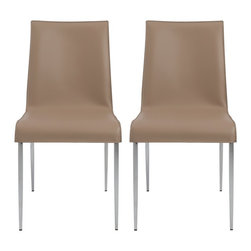 Euro Style - Cam Tan Bonded Leather Side Chair Set of 2 - Bar Stools And Counter Stools