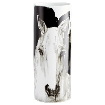 Spirit Vase, Black And White, Ceramic, 18"H (9873 MDLJU)
