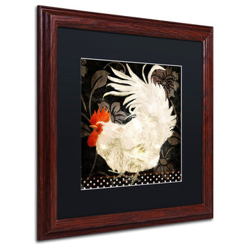 Color Bakery 'Rooster Damask I' Art, Wood Frame, Black Matte, 16"x16"