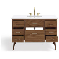 The Walnut Brown Bathroom Vanity, 48" - Midcentury - Bathroom Vanities ...