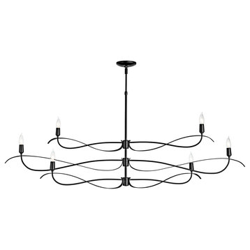 Willow 6-Light Large Chandelier, Black Finish, Standard Overall Height