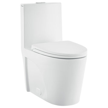 St. Tropez Elongated Toilet, Dual Vortex Flush, Matte White