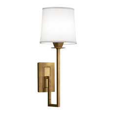 Maya Single Sconce 1 Light, Aged Brass and White Shade