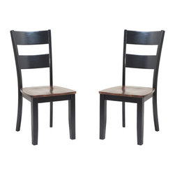 Solid Wood Sturdy Dining Chair, Distressed Light Cherry And Black, Set of 2 - Products