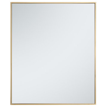 Elegant Decor Eternity 36" x 30" Contemporary Metal Frame Mirror in Brass