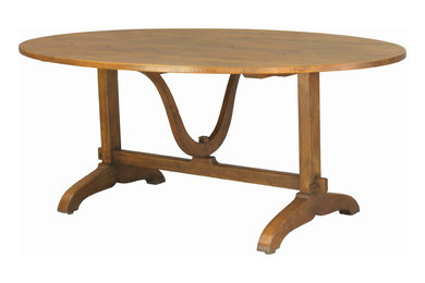 635 Wine tasting or vintner's table in oval shaped top with trestle base
