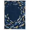 Linon Tripoli Fish Hand Tufted Polyester 5'x7' Rug in Navy