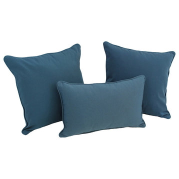 Solid Twill Throw Pillows With Inserts, 3-Piece Set, Indigo