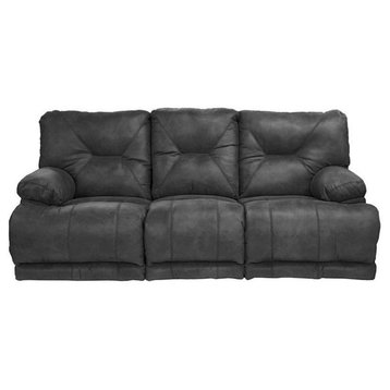 Catnapper Voyager Lay Flat Reclining Sofa in Slate Gray Polyester Fabric