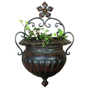 Traditional Brown Metal Wall Planter 21832