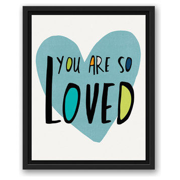 You Are So Loved Blue Heart 11x14 Black Floating Framed Canvas
