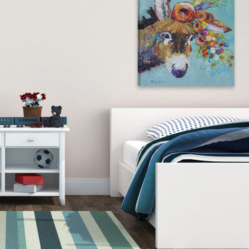 "Floral Donkey" Painting Print on Wrapped Canvas