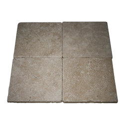 Ivory 6" x 6" Tumbled Travertine Tile - Products