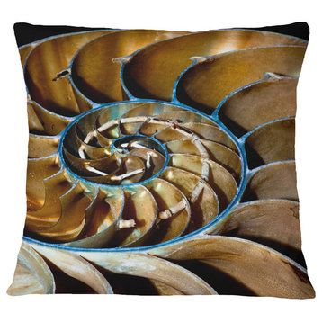 Brown Large Nautilus Shell Contemporary Throw Pillow, 16"x16"