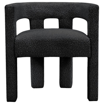 Athena Boucle Fabric Upholstered Accent/Dining Chair, Black
