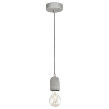 Silvares Single Light Open Bulb Mini Pendant, Gray Concrete Finish