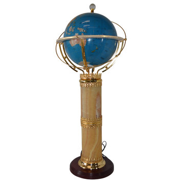 Illuminated Sky Blue - World Globe Rotated by a Motor - Size: 19"L x 19"W x 42