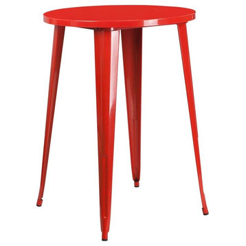 30" Round Metal Bar Table, Red