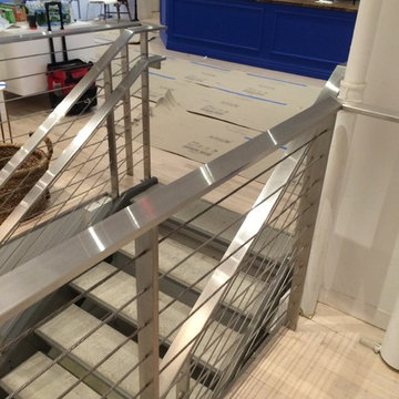 Glasgow Caledonian University NY , Stainless cable rail basement stair + rails