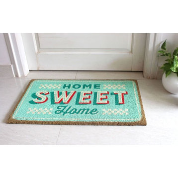 Ice Green Machine Tufted Retro Home Sweet Home Coir Doormat, 18"x30"