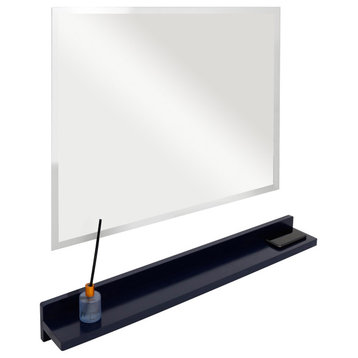 30" Blue Wireless Charging Shelf and Frameless Mirror Set