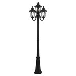 Livex Lighting - Textured Black Traditional, Victorian, Sculptural, Outdoor Post Light - From the Oxford outdoor lantern collection, this traditional cast aluminum upward facing four-head ground post light design will add curb appeal to any home. It features a handsome, antique-style base and decorative arms. Clear water glass casts an appealing light and lends to its vintage charm. The cast aluminum ornamental post base, arms and sculptural details are all finished in a textured black. With superb craftsmanship and affordable price, this fixture is sure to tastefully indulge your senses.