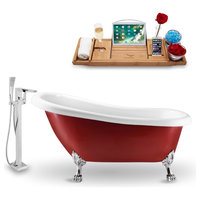 Streamline 61" Clawfoot Tub, Faucet and Tray Set, Chrome Feet, H-100 Faucet