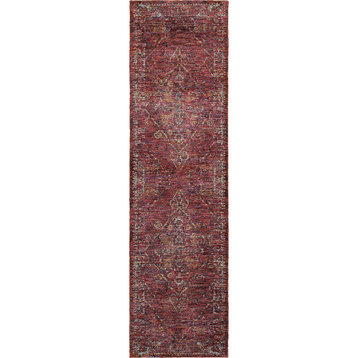 Adeline Overscale Medallion Area Rug, Red, 2'3"x8'